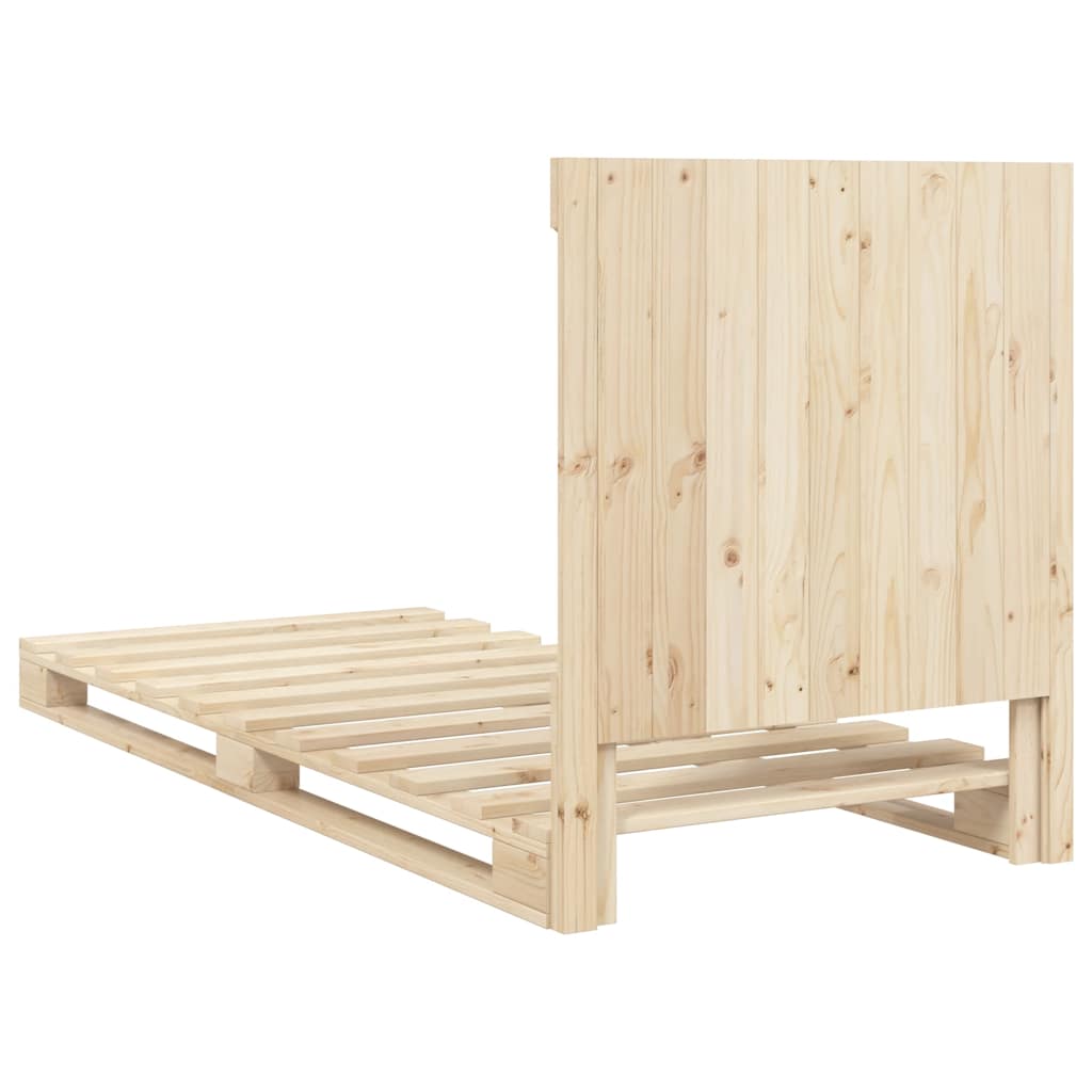 Solid Wood Bed with Headboard 90 x 200 cm Pine
