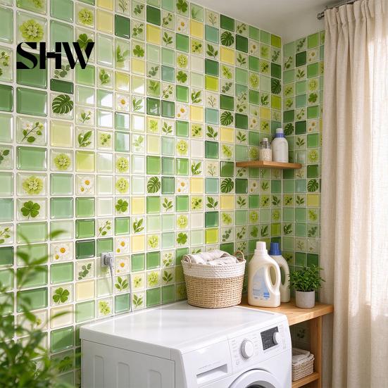 Self Adhesive Mosaic Wall Stickers Acrylic Tile Stickers, Peel and Stick Self-Adhesive Backsplash Tiles, HD Glossy Waterproof Kitchen Oil-Proof Decals