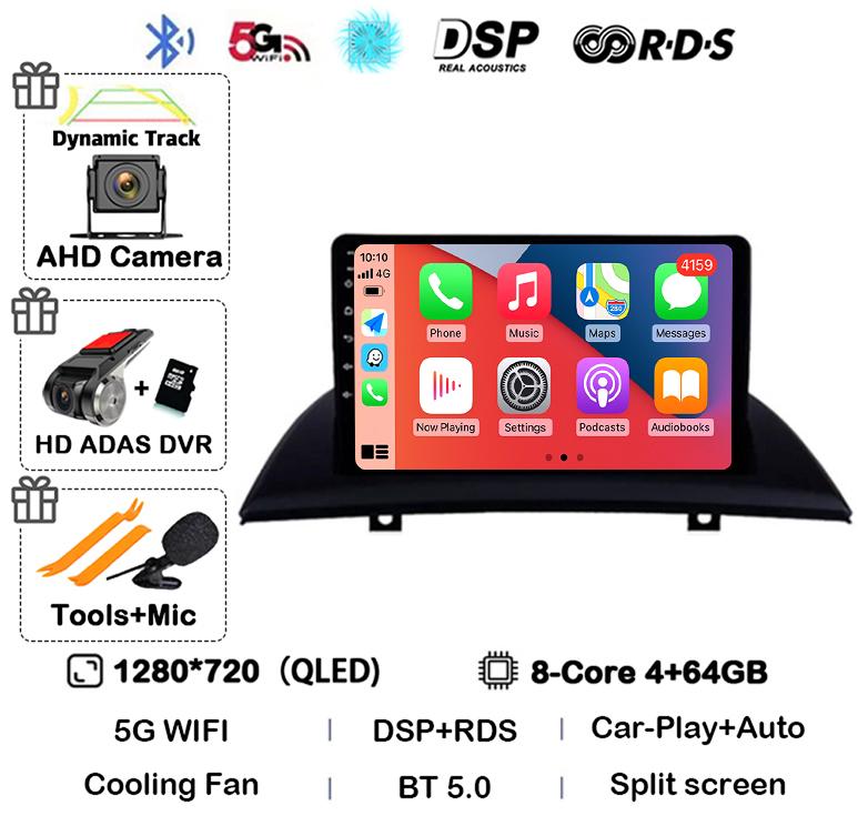 Android 14 Carplay Auto Car Radio For BMW X3 E83 2004 2005-2007-2009 2010 2011 2012 Multimedia Stereo Video Player GPS 4G WIFI