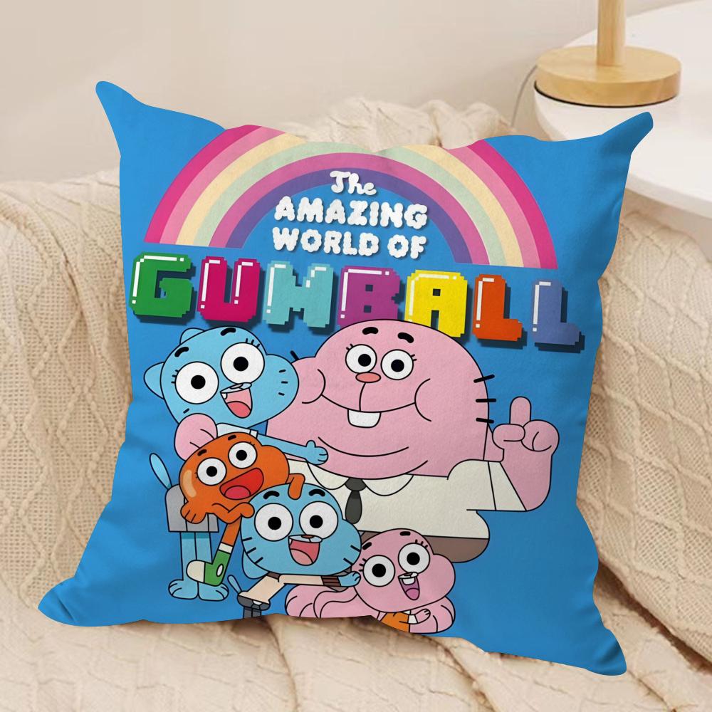 Animation Amazing World Gumball Cushion Cover Soft Plush Fabric DoubleSided Printed Sofa Cushion Cover for All Seasons Decor
