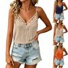 Haut débardeur camisole pour femme avec bordure en dentelle, col en V, sans manches, léger, décontracté, chemisier tank, chemise d'été à superposer