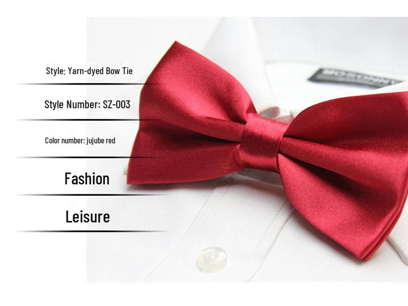 Solid Color Formal Wedding Bow Tie for Men - Customizable Logo and Multi-Color Options