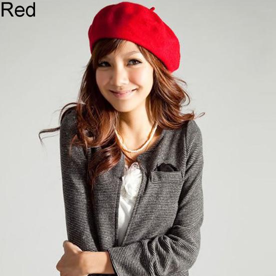 Classic Solid Color Winter French Style Beret Artist Hat Casual Women Cap Gift