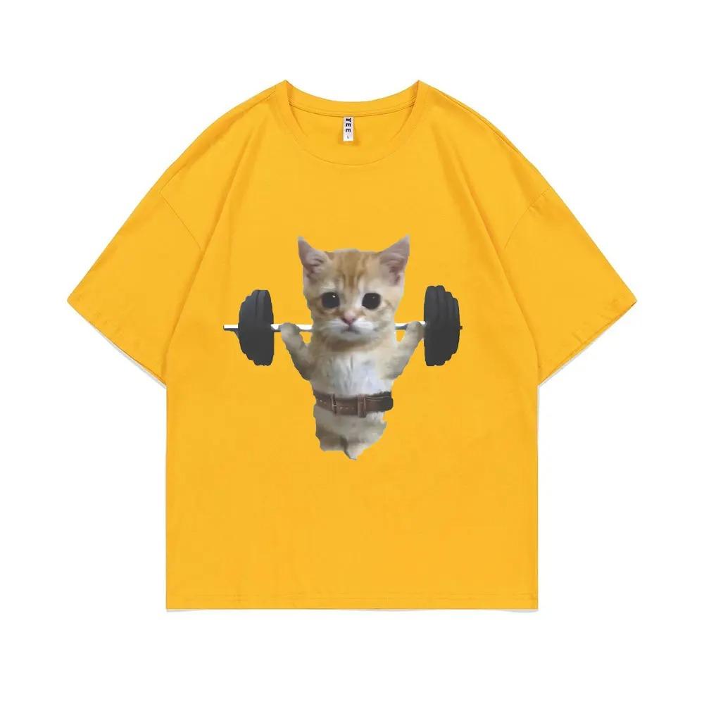 

Funny Fitness Cat Graphic TShirt Unisex Cute Gym Pump Cover Tee Unisexs Loose Meme TShirt Short Sleeve WOMEN And Unisex Tshirt S