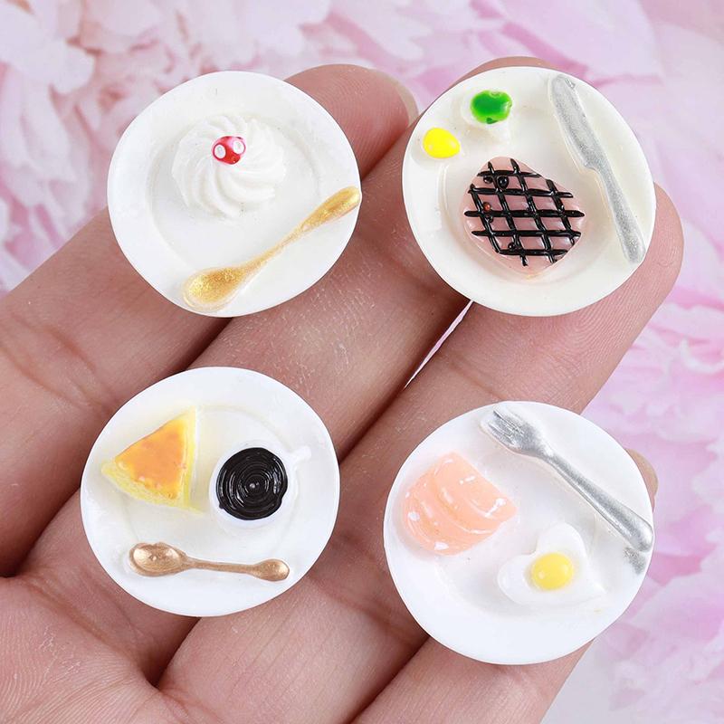 1 Stück Puppenhauszubehör Mini Dim Sum Platte DIY Miniaturlandschaft Feengarten Dekor Spielessen Ornamente