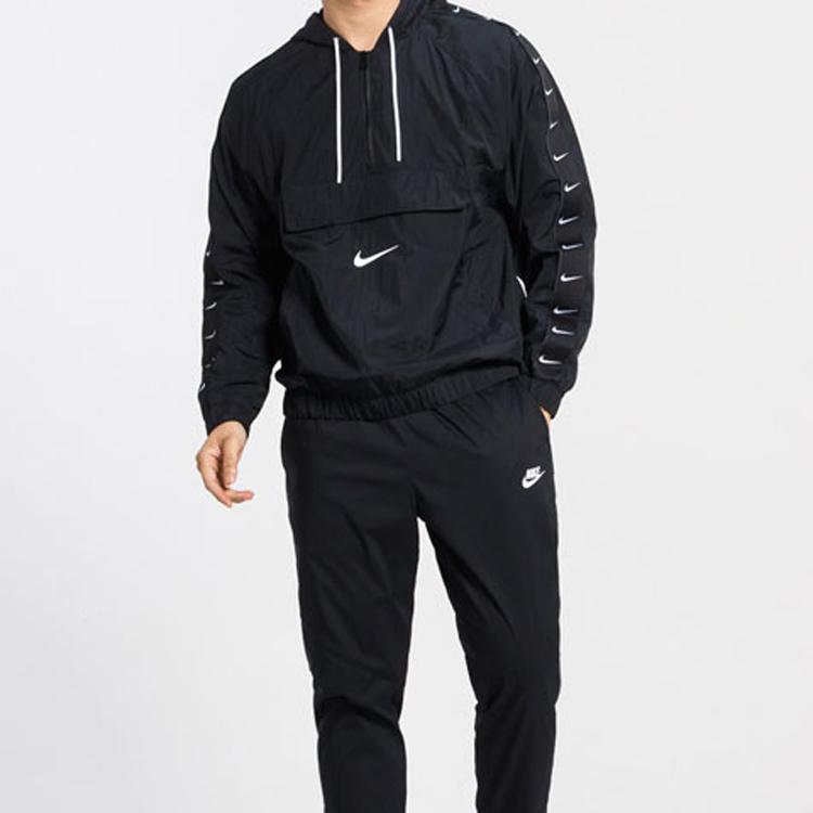 Nike Nsw Big Swoosh Half-Zip Hooded Sport Jacket For Spring Men Jackets Black CD0420-010