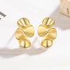 Geometric Pleated Milk Tea Flower Earrings for Women 2024 New Popular Lotus Leaf Edge Earrings