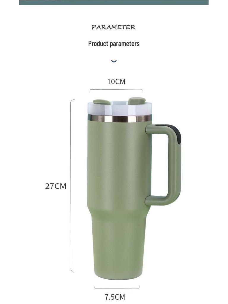 40oz Second Gen Insulated Stainless Steel Cup with Handle & Straw - Large Capacity Cold Preservation.