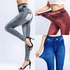 Women's Imitation Jeans Stretchable Slim Denim Pringting Leggings Hips Tights Pencil Pants High Waist Workout Gymwear