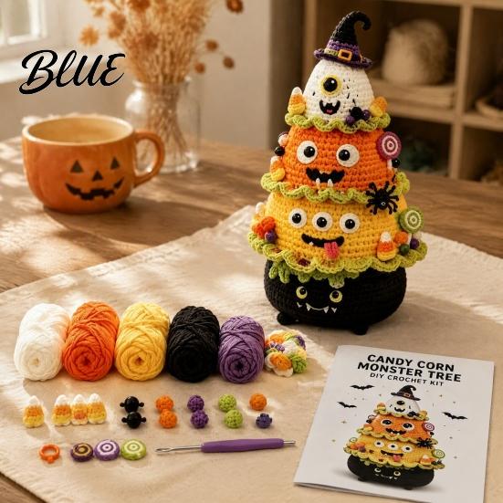 Jack O Lantern Crochet Material Halloween Tree Pack, DIY Yarn Craft Kit with Hooks And Step Beginner Friendly Tools by Guide, Creative Handmade