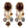 Bohemian Ethnic Tassel Pendant Earrings for Women Vintage Geometric Resin Simulated Gemstone Dangle Earrings Female Gifts