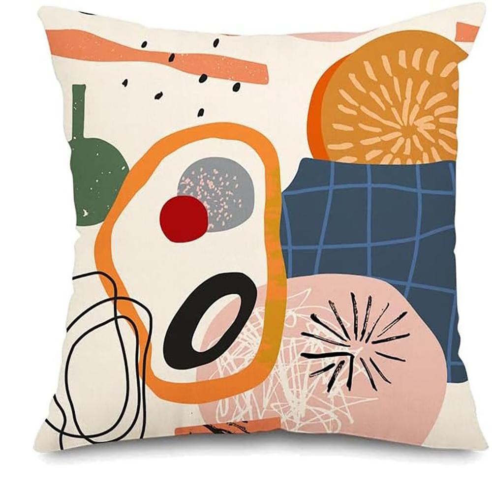 Orange Tone Geometric Fun Vibrant Modern Style Pillowcase Bedroom Sofa Decorative Cushion Cover with Zipper