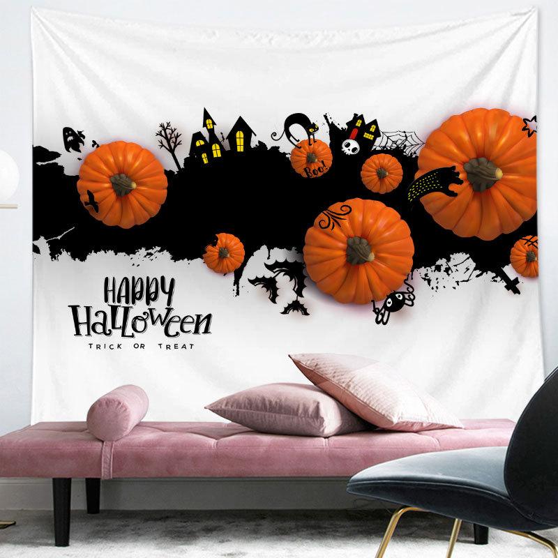 Happy Halloween Tapestry Cartoon Pumpkin Print Tapestry Home Living Room Bedroom Decor Wall Hanging For Boys Teen Festival Gift