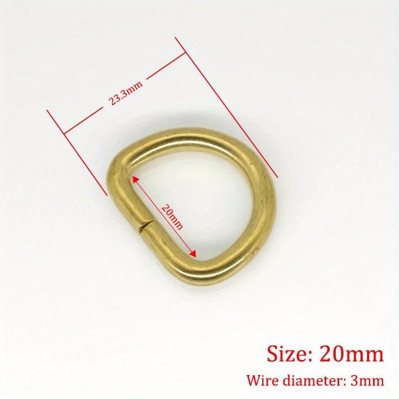 10Pcs Solid Brass D Rings Buckles for Bag Strap Belt Purse Webbing Dog Collar 10-38mm Inner Width Leather Craft DIY Accessories