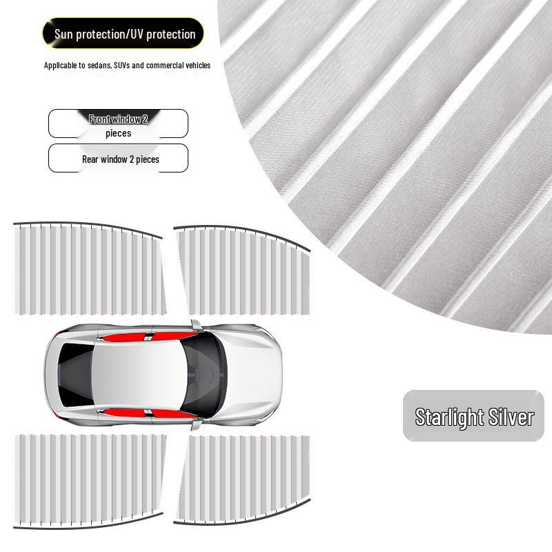 Magnetic Car Sunshade Curtain with Telescopic Track for Privacy