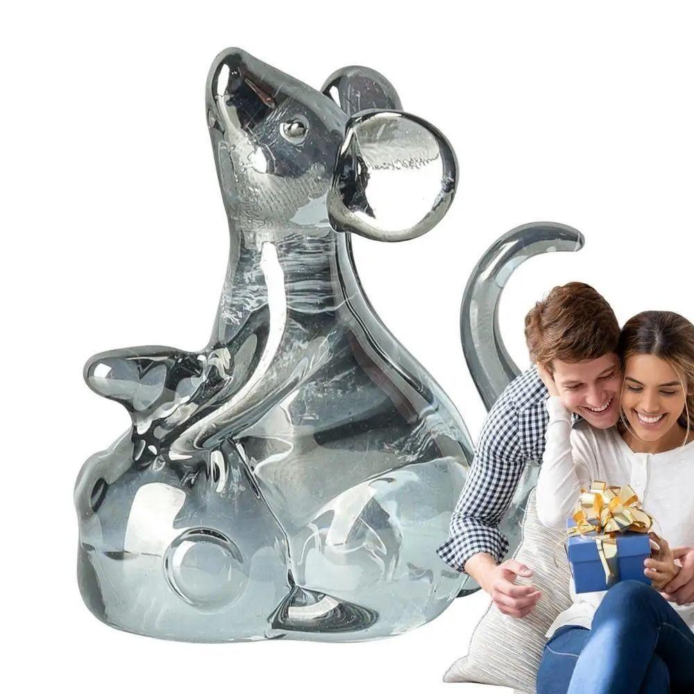Exquisite Mouse Rat Figurine Attracting Wealth Animal Model Crystal Rat Ornament  Living Room