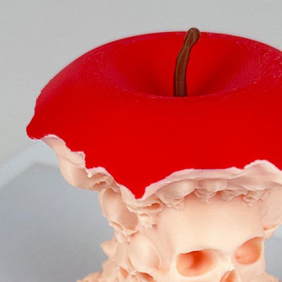 Halloween Fruit Core Skull Statue Creepy 3D Printed Skull Fruit Figurine for Indoor Home Living Room Office Desk Decor
