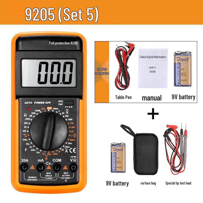 9205 Auto Digital Multimeter: Multifunctional, Intelligent, Anti-Burn, with Auto Shutdown for Household Electrical Repairs.