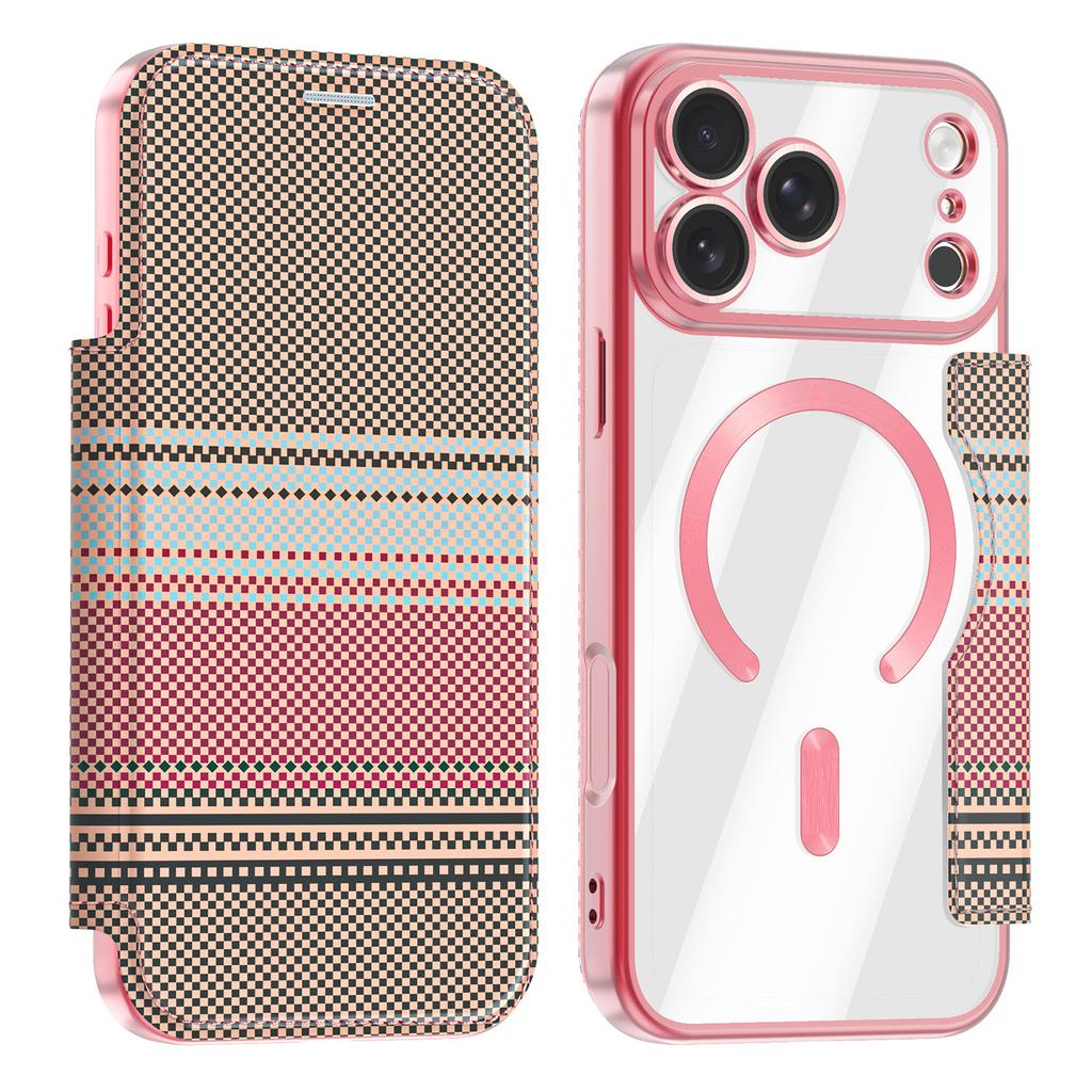 Applicable to Apple 18ProMax mobile phone case, color shield, magnetic flip cover, leather case, iPhone17 card all-inclusive protective case.
