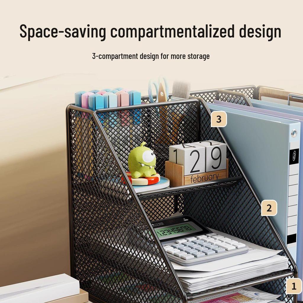 Desk File Holder & Organizer: Large Capacity Storage Rack for Folders, Books, and A4 Papers