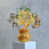 Money Magnet Crystal Tree Pyrite, Green Aventurine, Citrine, Tiger Eye Tree of Life Bonsai - Feng Shui Gold Crystal Ornaments for Prosperity