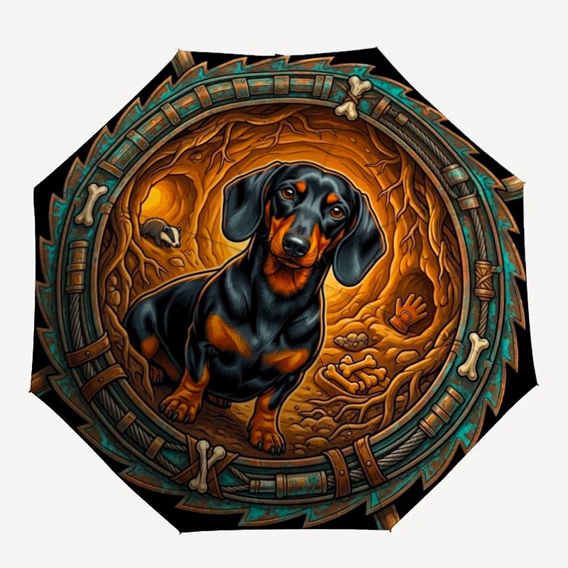 Dog Forest Emblem pattern umbrella, portable and foldable design, 8 ribs, a casual accessory for Halloween, Christmas, and birthday gifts.