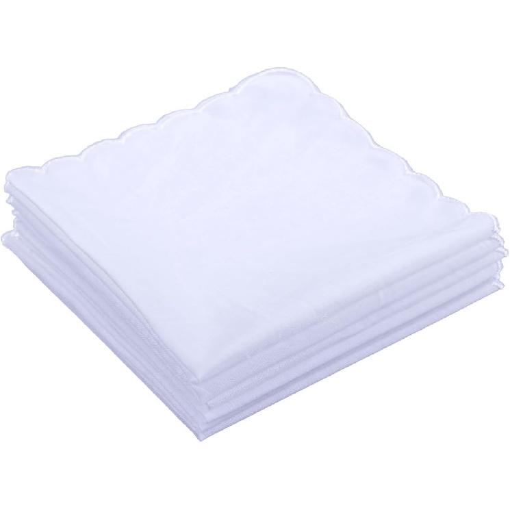 Women Handkerchiefs Cotton Hankies Pocket Square Towel White 6 Pack