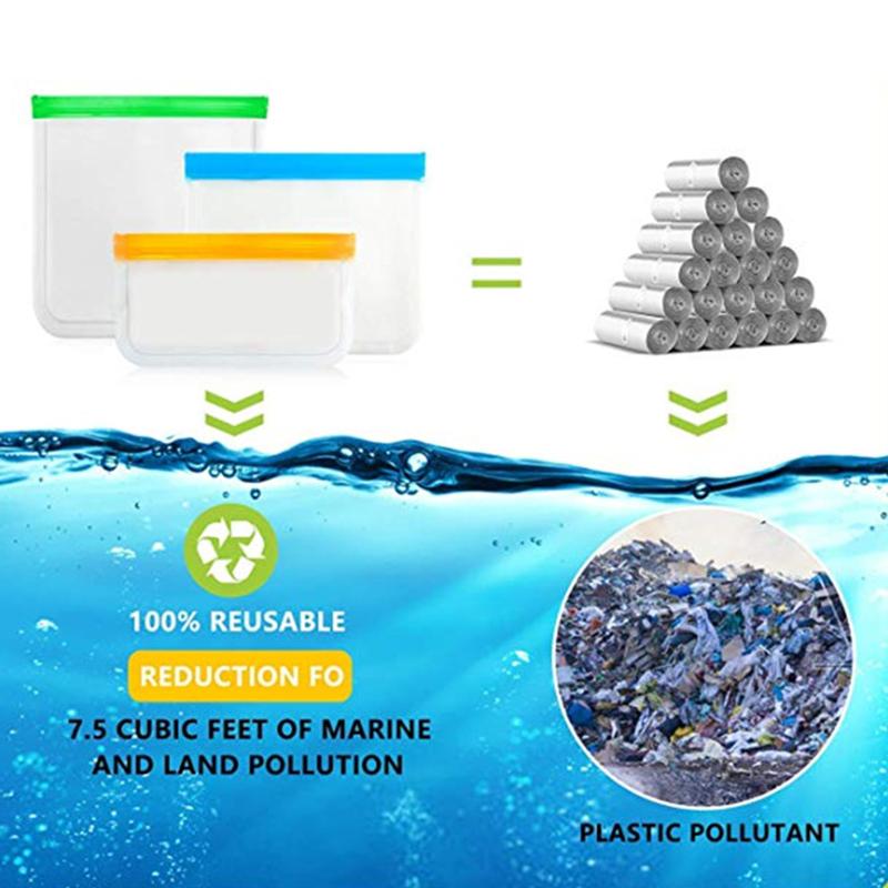 Reusable Food Storage Bags Extra Thick Leak-proof Ziplock Bags For Home Marinate Meats Cereal