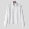 2026 Spring and Autumn New Men's Long-Sleeve Striped Shirt, Loose Short Base Shirt