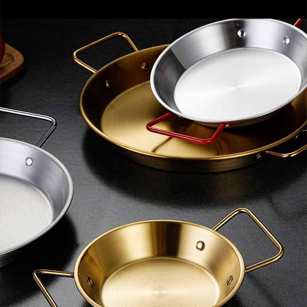 18/20/22/24cm Seafood Plate Nonstick Surface Dual Loop Handle Stainless Steel Pan Flat Bottom Uniform Heat Transfer Food Tray