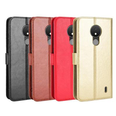 Nokia C21 Leather Flip Case with Card Slot & Lanyard - Crazy Horse Pattern Protective Cover