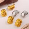 Trendy Plaid Metal Stud Earrings for Women - Elegant and Versatile European & American Style