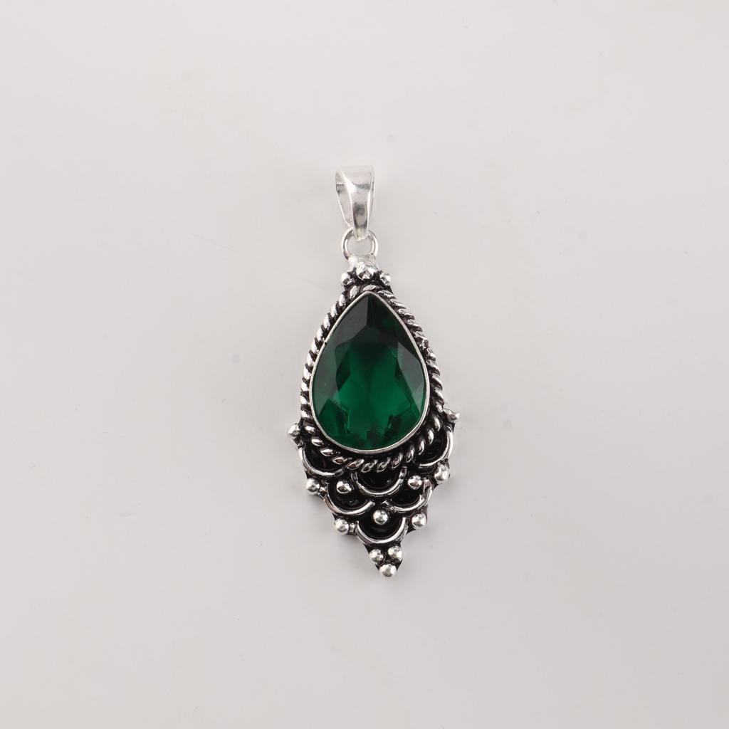 Chrome Diopside Gemstone 925 Sterling Silver Statement Pendant 1.5" For Wedding Gift PP-70-4