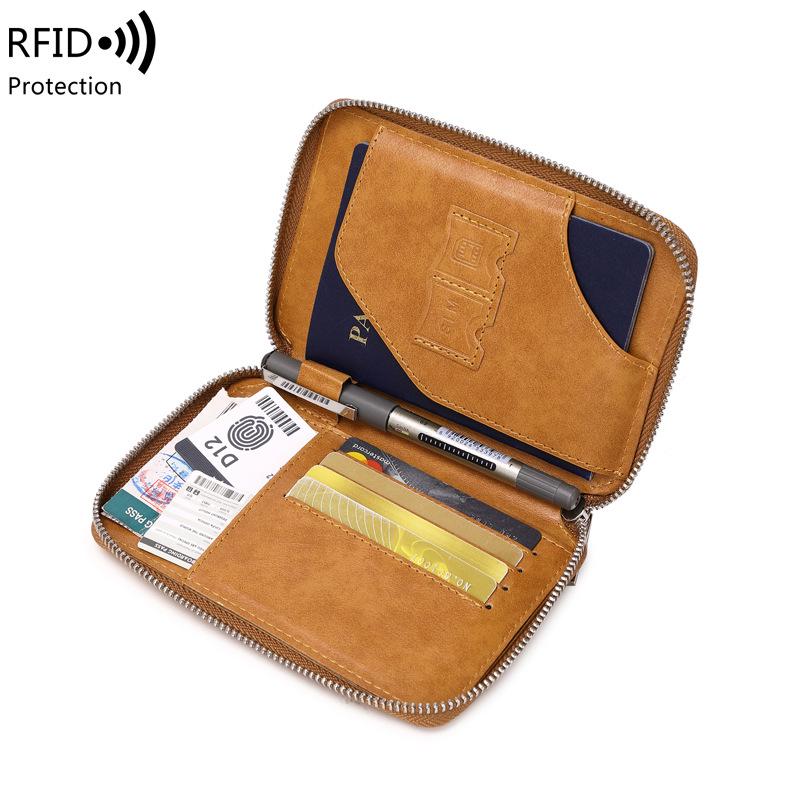 RFID Passport Holder: Anti-theft Travel Wallet with Zipper, Large Capacity for Tickets and Documents