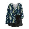 Women's V Neck Top Printing Thickened Plush Cashmere Warm Long Top