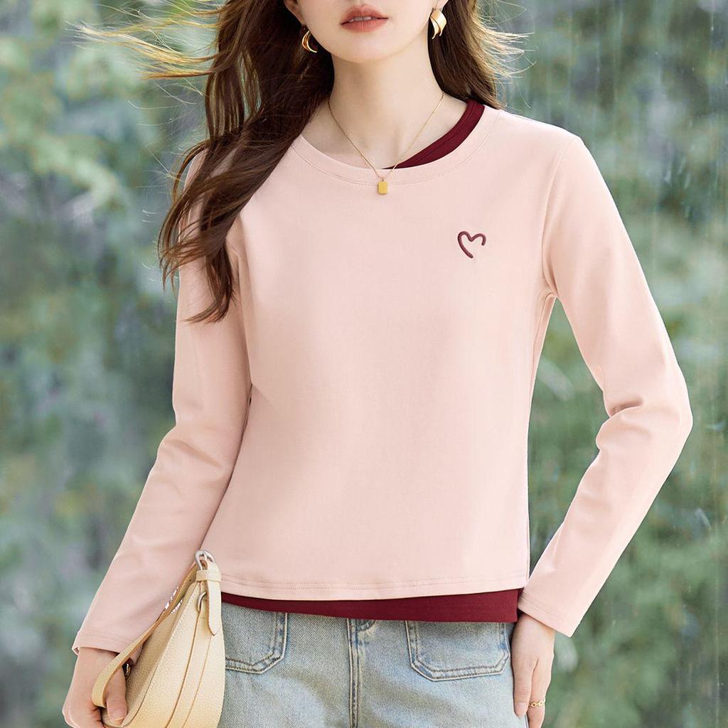 2026 Slimming Round Neck Long Sleeve Women's T-shirt - Stylish Base Layer for Spring & Autumn