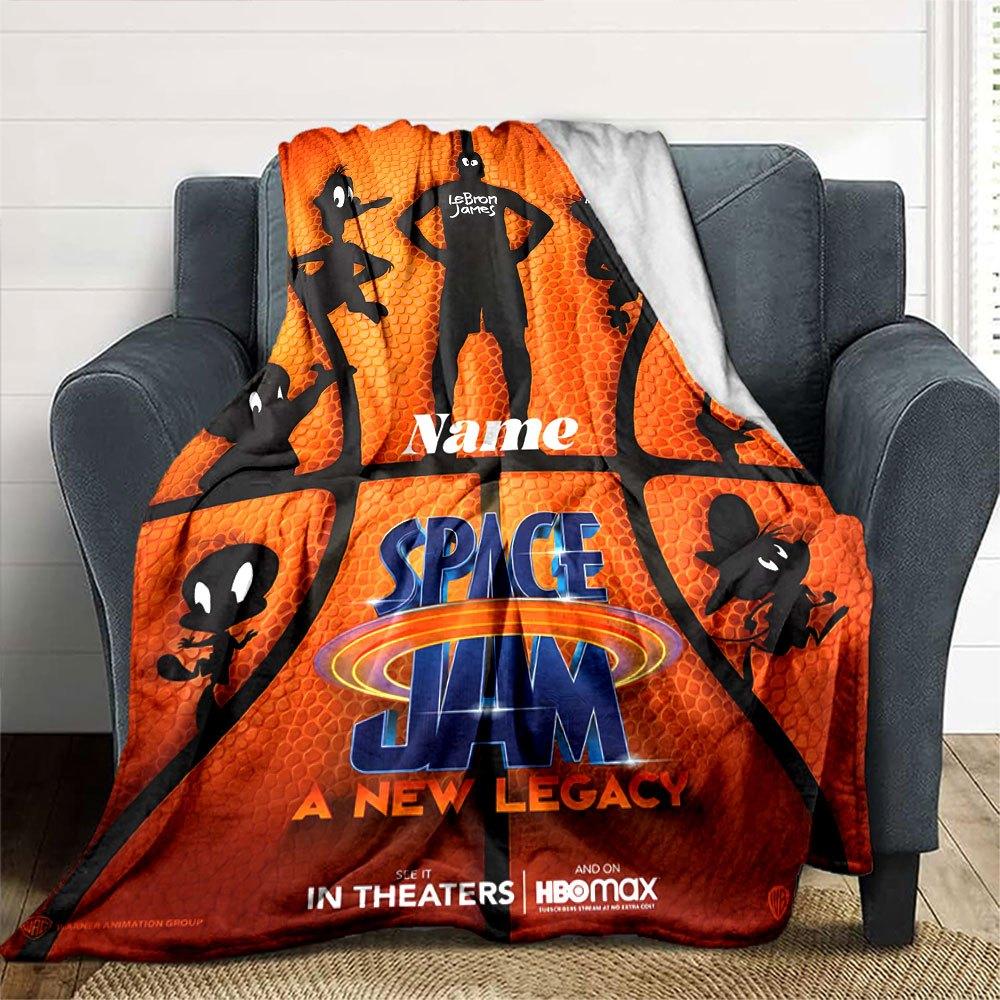 Space Jam Legacy Lightweight Customizable Blanket Personalized Text Comfortable Throw For Sofa Couch Office Bed Picnics Ideal For All Seasons Digital