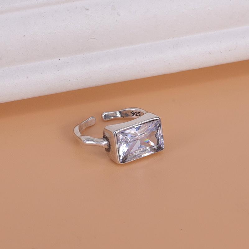 PANJBJ 925 Sterling Silver Line Rings Punk Vintage Charm Double Layer Geometric Nail Design New Party Accessories Gift Dropship