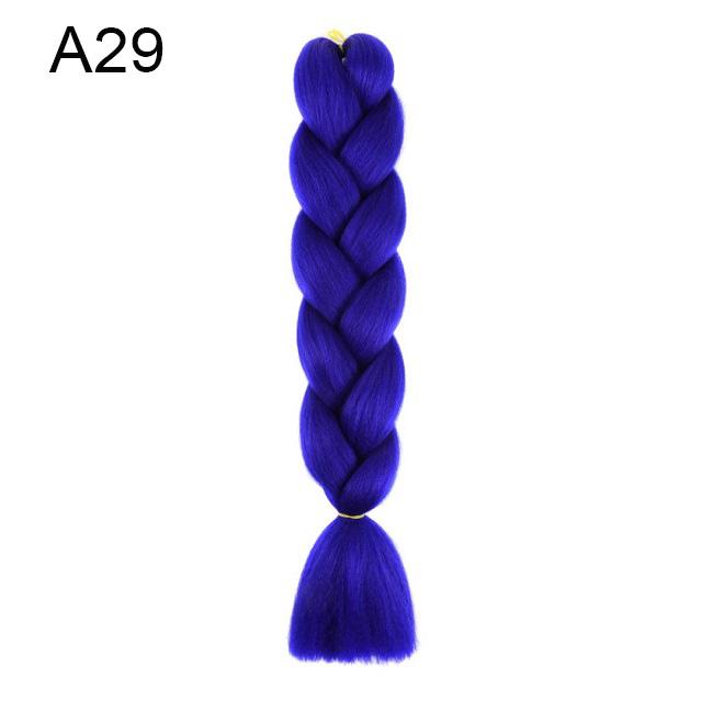Extension de Cheveux Synthétiques à Tresser 24 Pouces Couleur Arc-en-ciel DIY Jumbo Cheveux Rose Rouge Bleu Coiffure pour Femmes