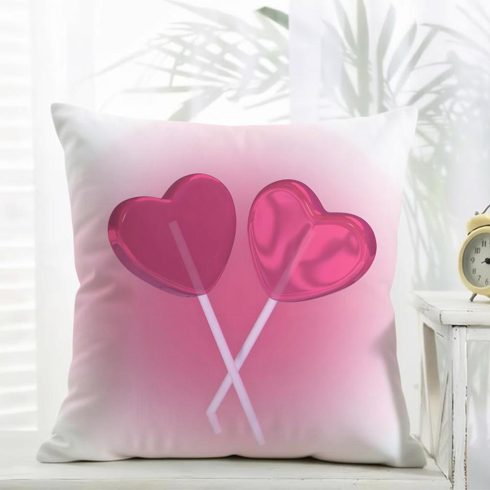 Art Sweet Sweet Pink Candy Cushion Cover Daily Washable Linen Pillowcase Soft For Sofa Bed Home Room Decor
