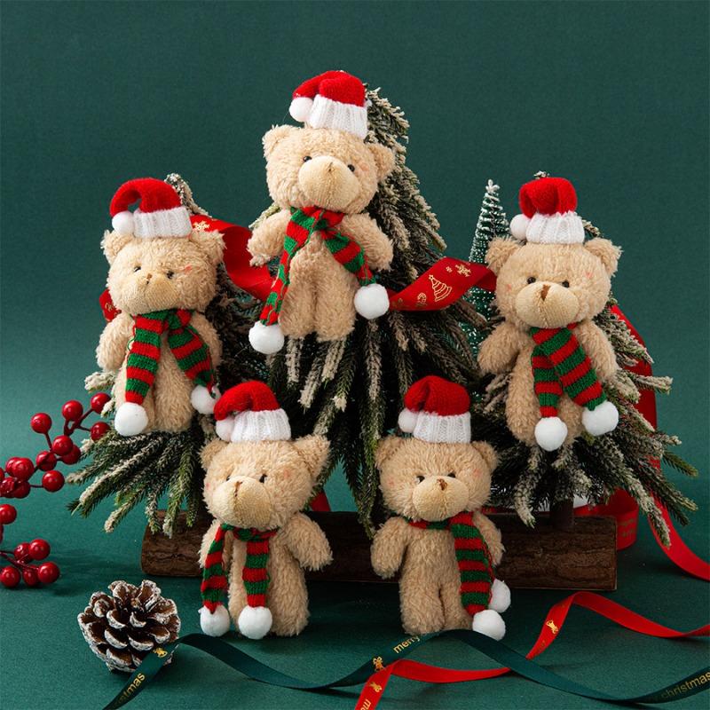 Kawaii Plüsch Bär Puppe Weihnachtsbaum Anhänger Weicher Mini Bär Niedlicher Plüsch Bär Kinder Weihnachtsgeschenk Weihnachten Heimdekoration Weihnachtsbaum