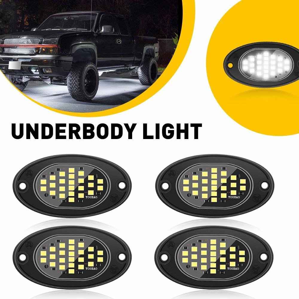

4 X LED Rock Lights White Underbody Trail Rig Glow Lamp For Offroad SUV Pickup T