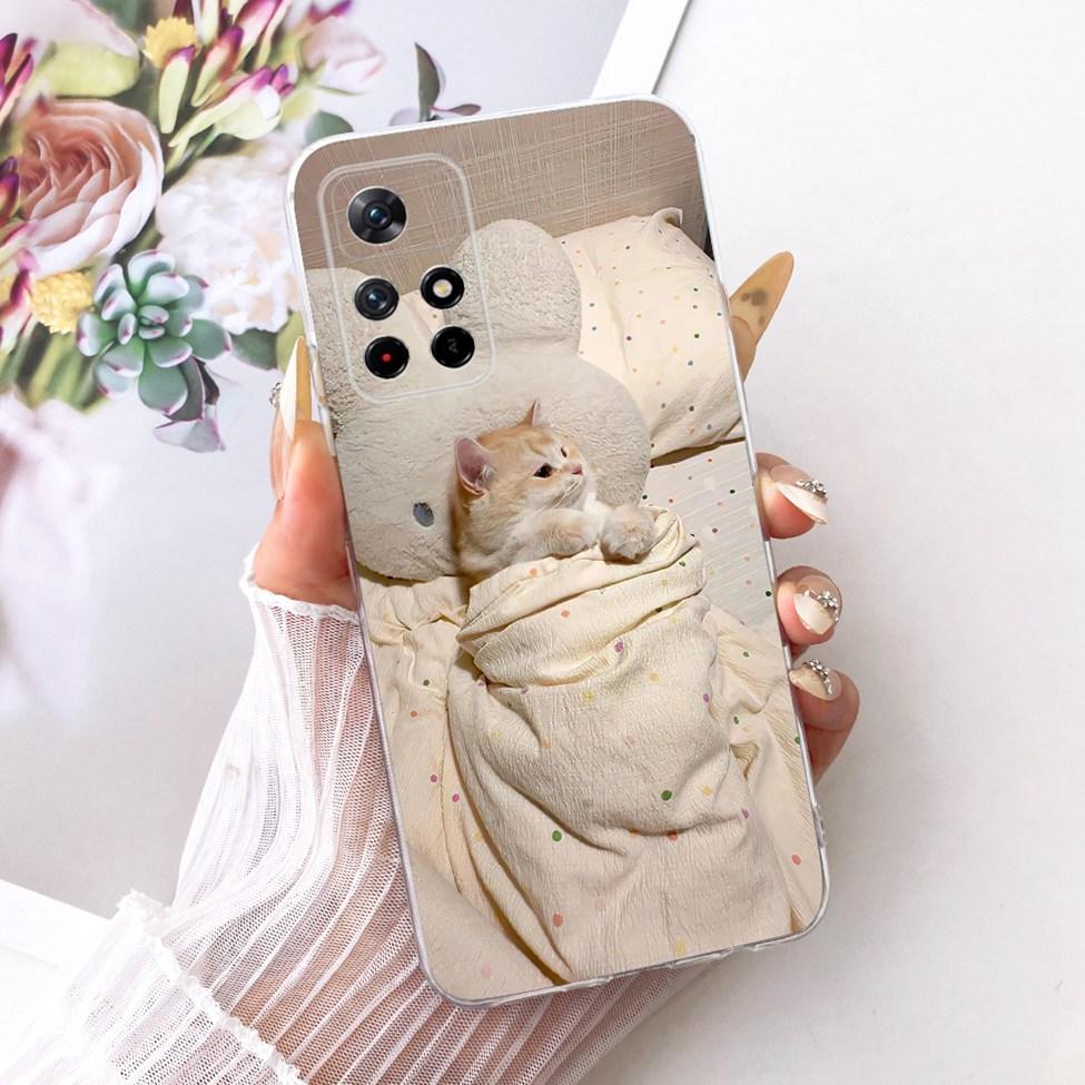 Casing For Redmi Note 11 5G China Case Transparent Cute Cat Fashion Butterfly Funny Painted Cover 21091116AC