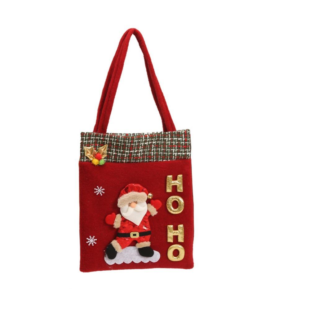 Flannelette Christmas Tote Bags Cartoon Candy Bags Durable Children Gift Bags  Xmas Gifts