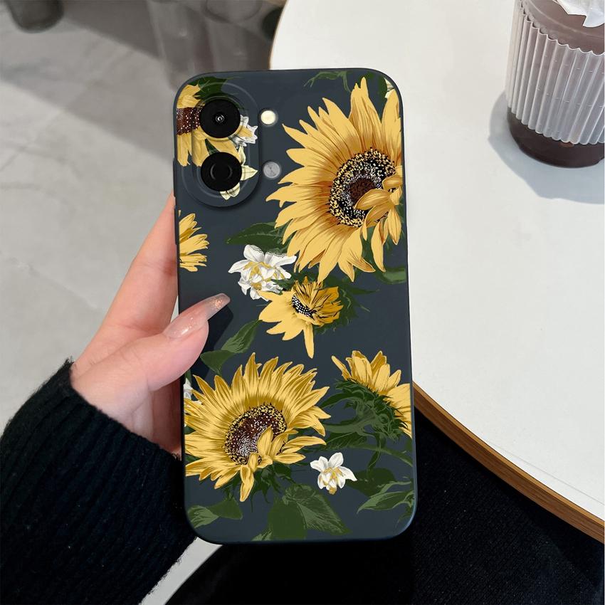 For Tecno Spark Go 3 2 1S 30 40 40C Pova 7 Ultra Pro Neo Case Beautiful Butterfly Sunflower Fashion Housing Soft Liquid Silicone Anti Slip Back Covers