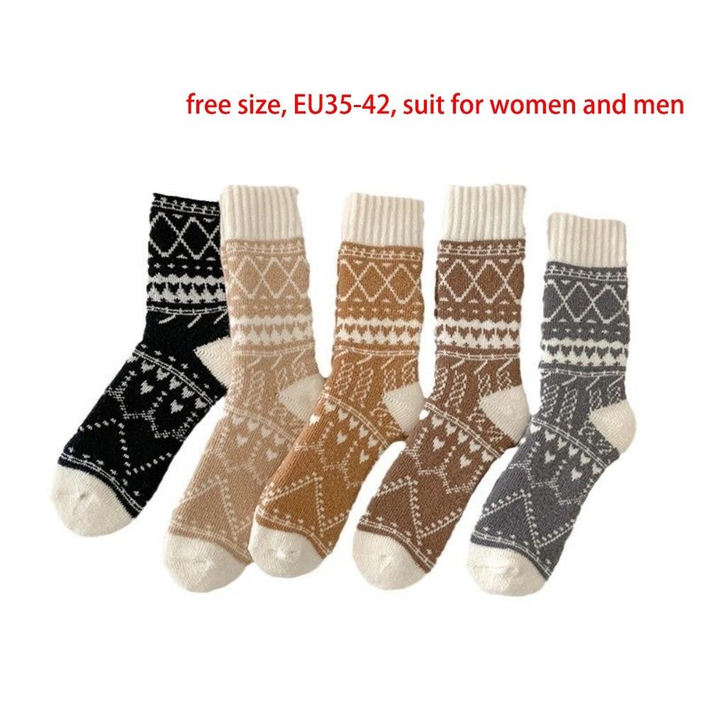 Ethnic Style Mid-tube Socks Warm Calf Socks New Winter Socks  Autumn Winter