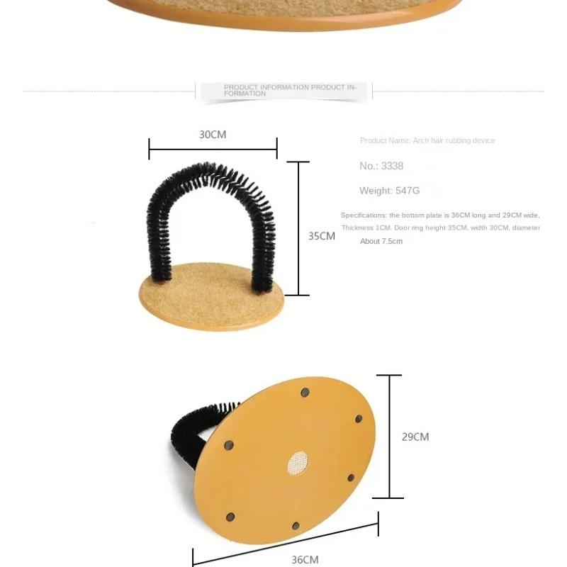 Cat Toy Arch Self Groome Pamper Feline with A Massage Grooming Rubbing Brush with Scratching Pad Toy for Cats Interactive Toys