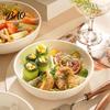 Family Daily Use Dinner Plate Ceramic Steamer with 3 Divided Compartments, Round Dish Portion Control Diet for Food, Rice Meat Vegetable Separator Pot