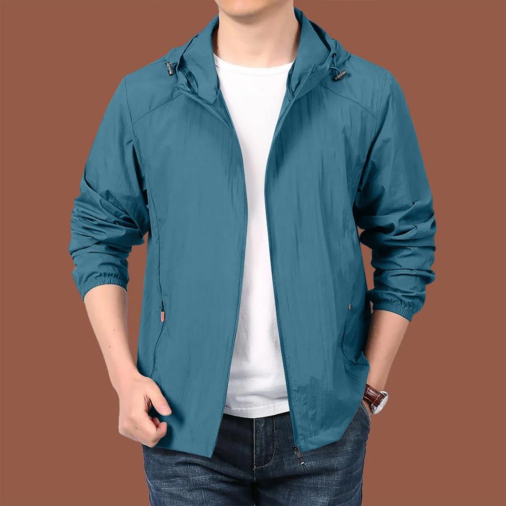 Men's Loose Casual Outdoor Large-sized Hooded Windbreaker Long-sleeved Jacket