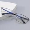 Mens Titanium Half Frame Reading Glasses Anti Blue Light Anti Fatigue Business Presbyopia Glasses Clear Lenses